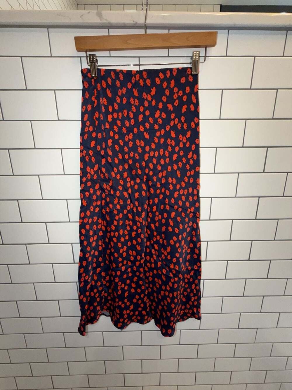 Maeve by Anthropologie Evelyn Bias Midi Skirt in Navy Floral